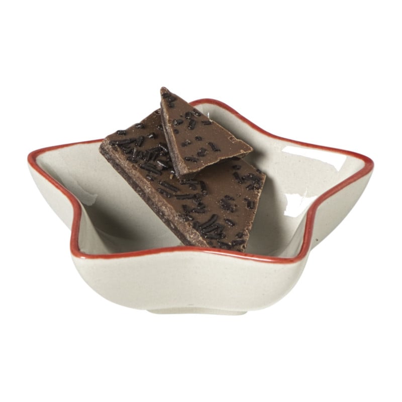 Schaaltje kerstboom - wit/rood - ø8.5x3 cm