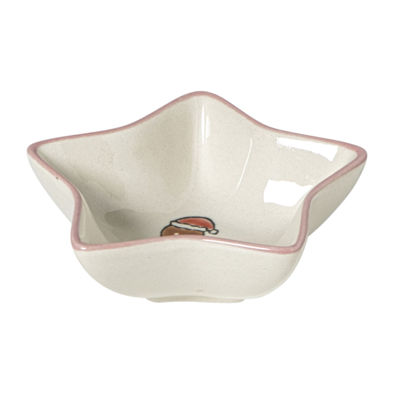 Schaaltje gingerbread - wit/roze - ø8.5x3 cm