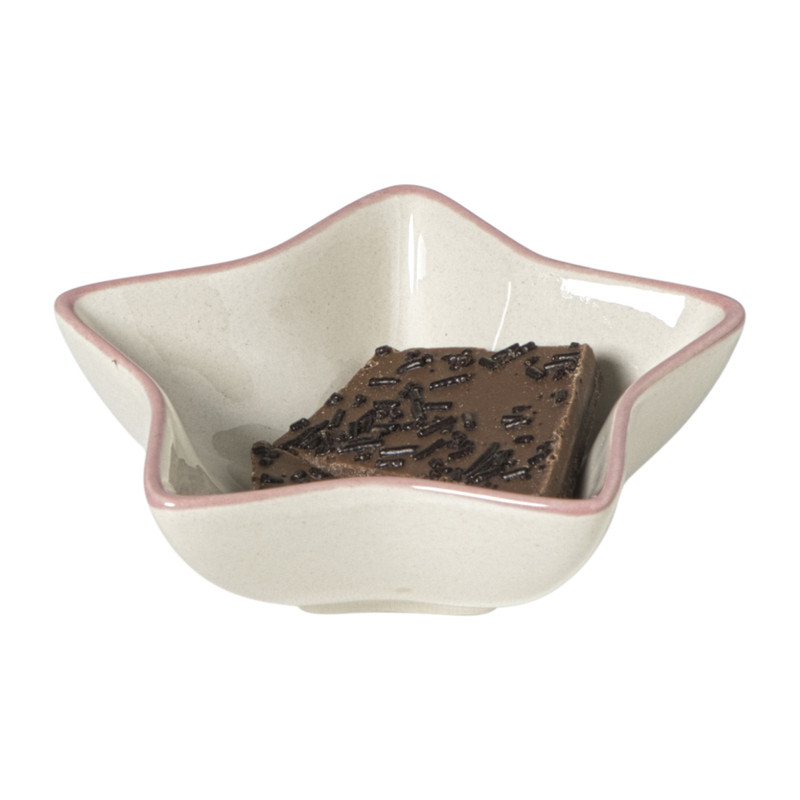 Schaaltje gingerbread - wit/roze - ø8.5x3 cm