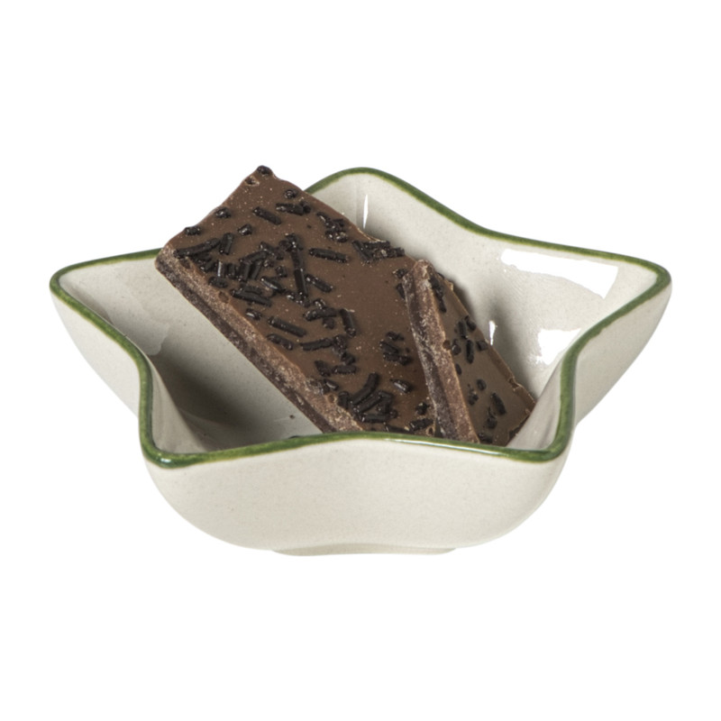 Schaaltje candy cane - wit/groen - ø8.5x3 cm