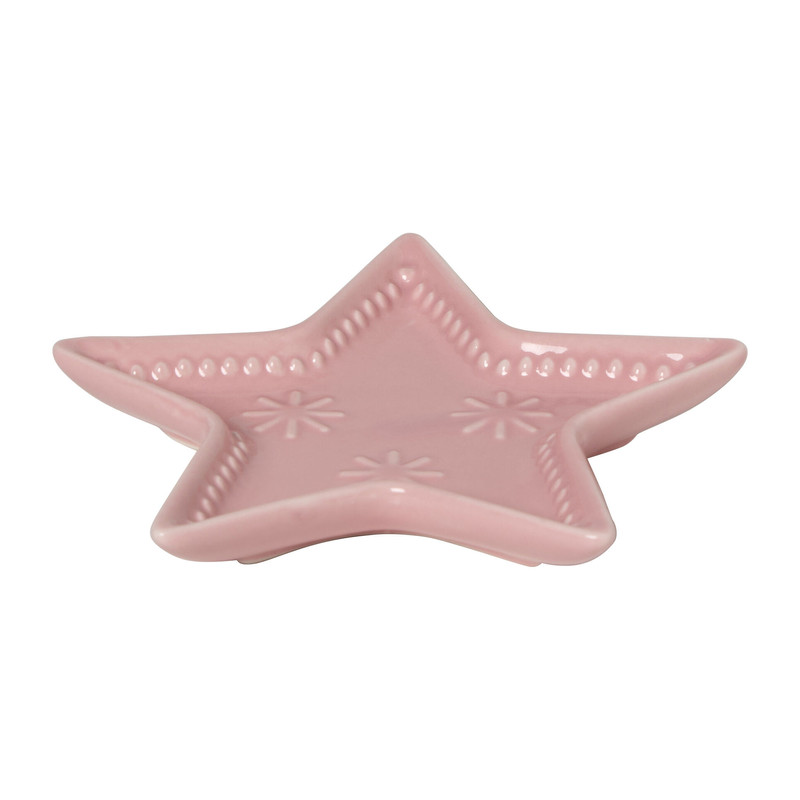 Schaaltje kerstboom/ster/hart - roze - 12x12x1.5 cm