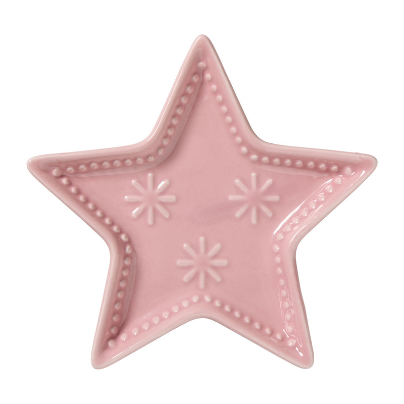 Schaaltje kerstboom/ster/hart - roze - 12x12x1.5 cm