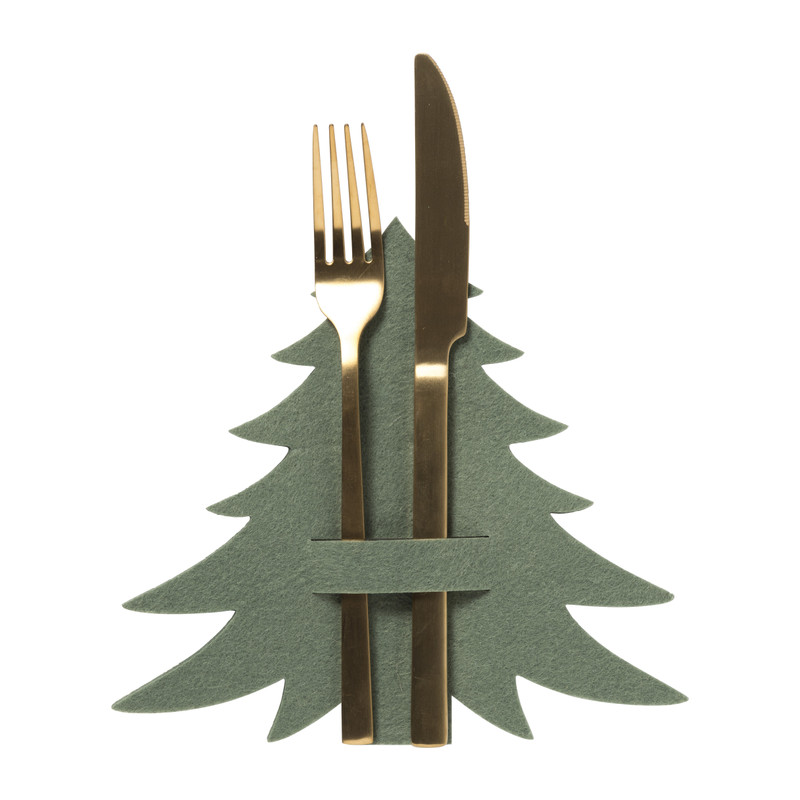 Bestekzakjes kerstboom - diverse kleuren - set van 4