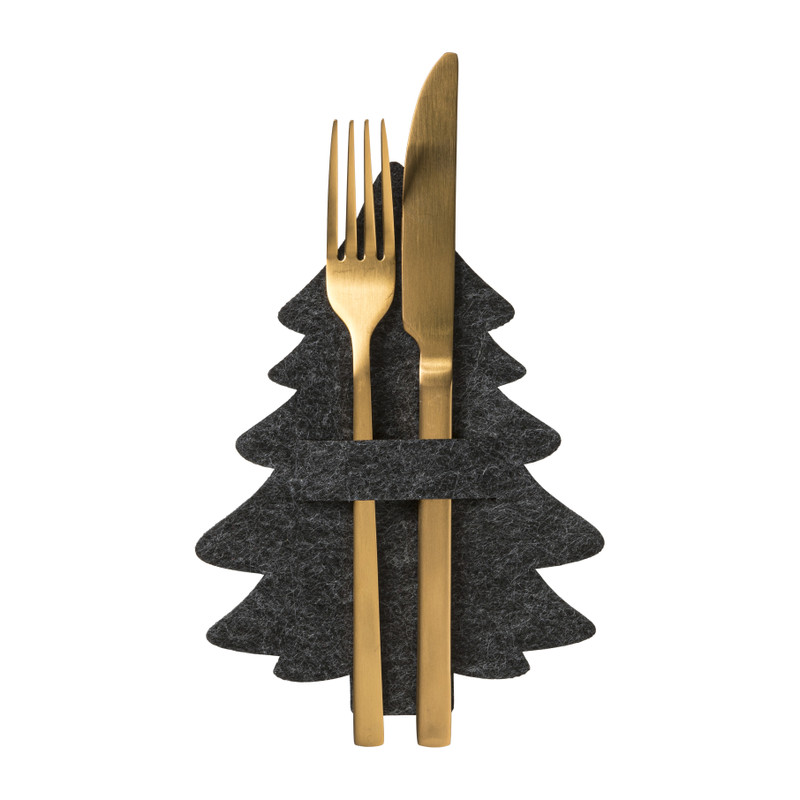 Bestekzakje kerstboom - grijs - set van 4