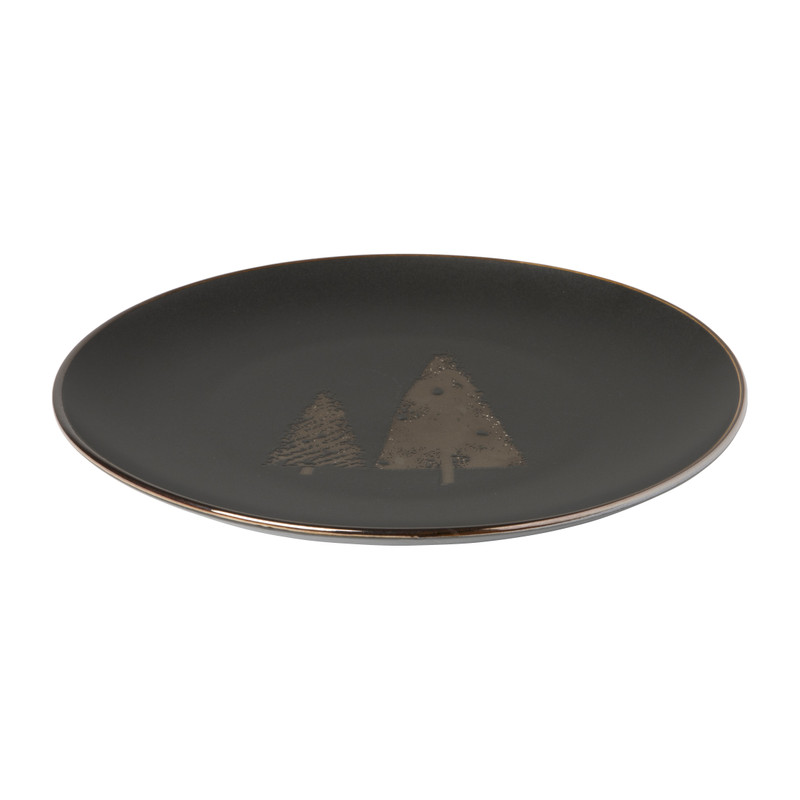 Dinerbord gouden kerstboom - zwart - ⌀26.5 cm
