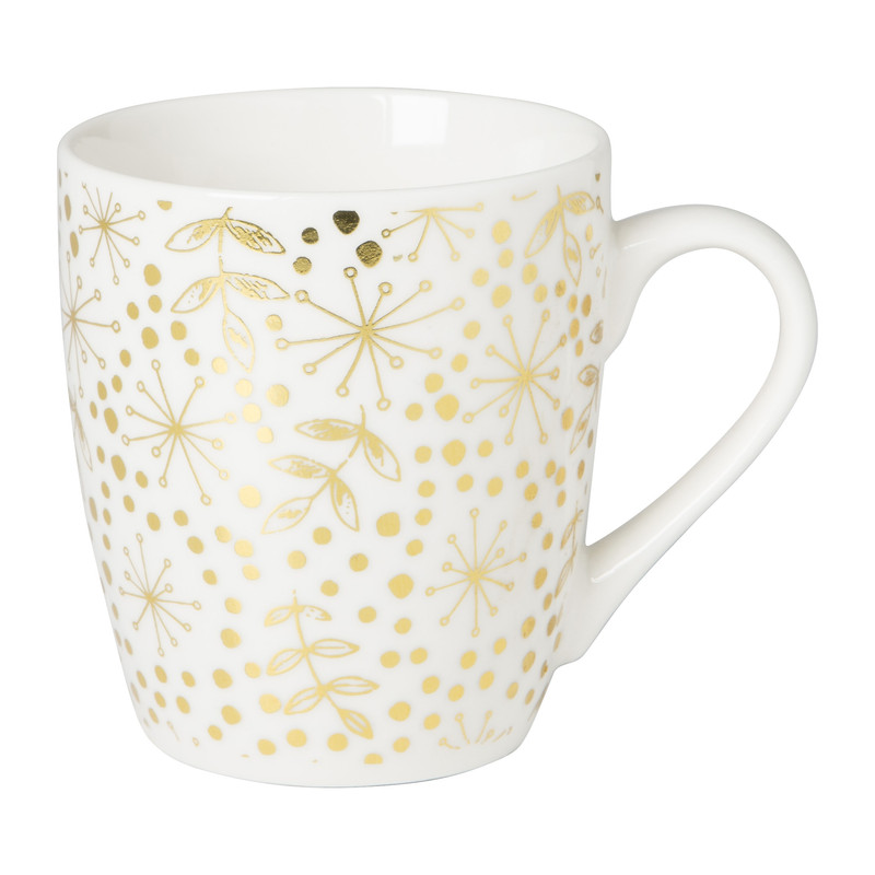 Mok met gouden print - wit - 220 ml