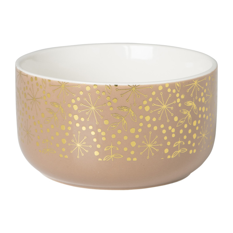 Schaaltje met gouden print - bruin - ⌀11x6 cm 