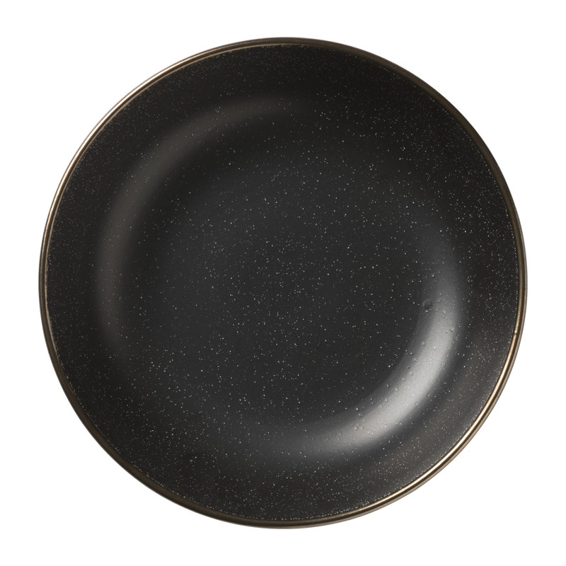 Diep bord Eline - zwart/goudkleurig - ø18x5 cm