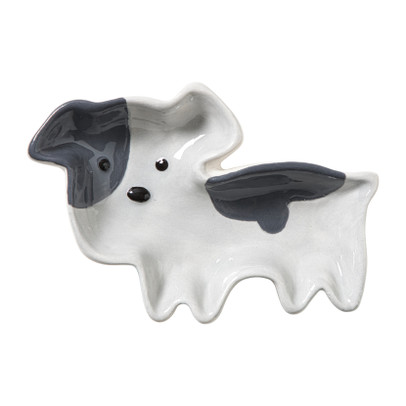 Theezakjeshouder hond frenchie - wit/grijs - 2.3x8 cm
