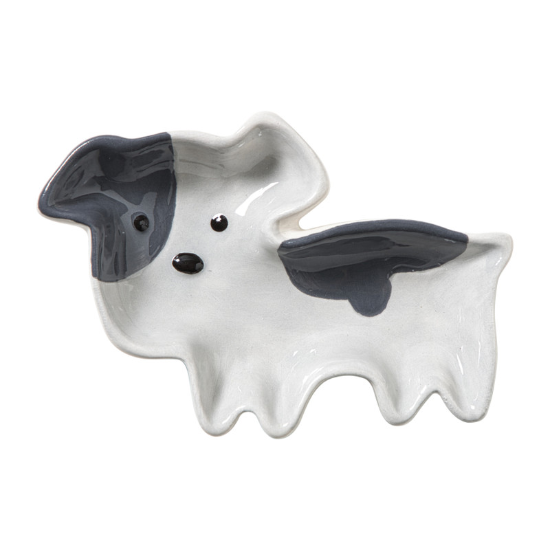 Theezakjeshouder hond frenchie - wit/grijs - 2.3x8 cm