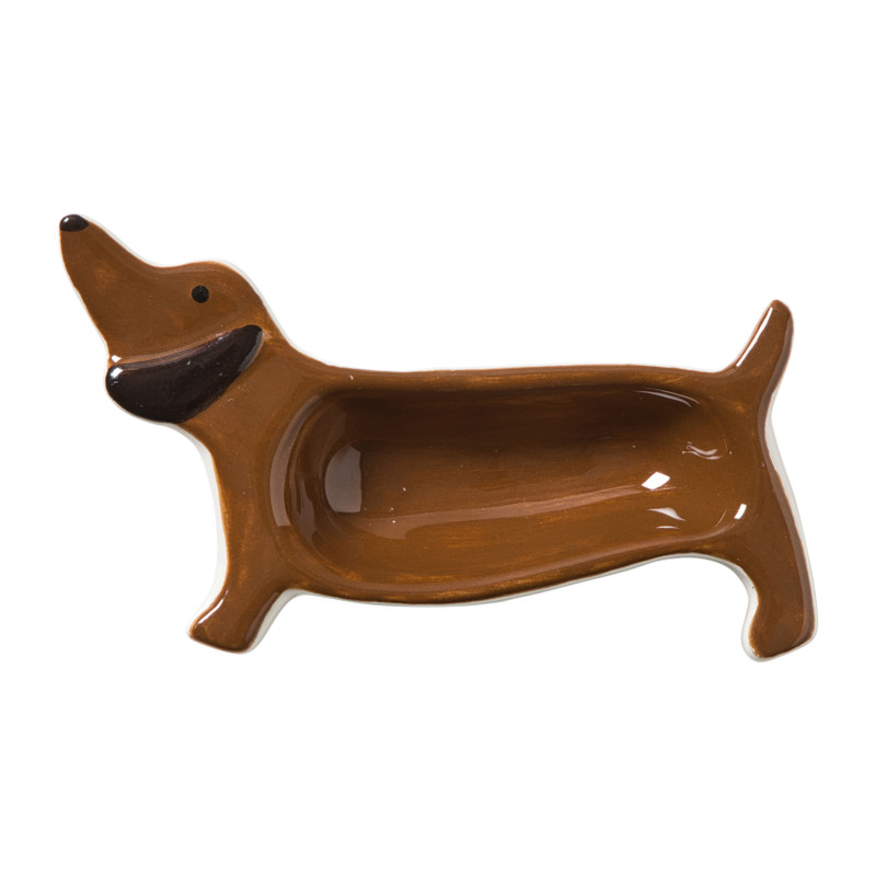 Theezakjeshouder hond teckel - bruin - 2.3x8 cm