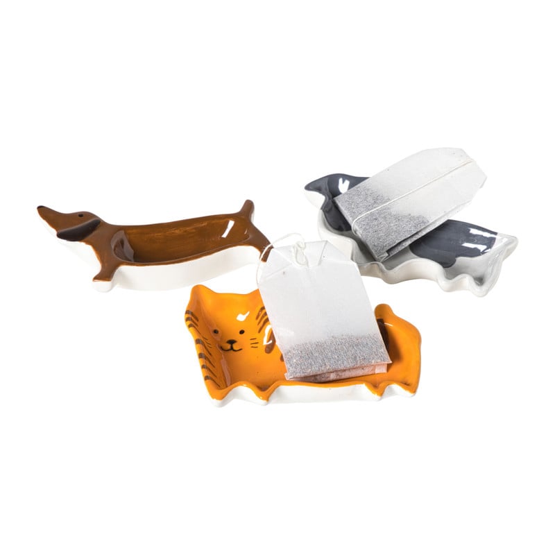 Theezakjeshouder hond teckel - bruin - 2.3x8 cm