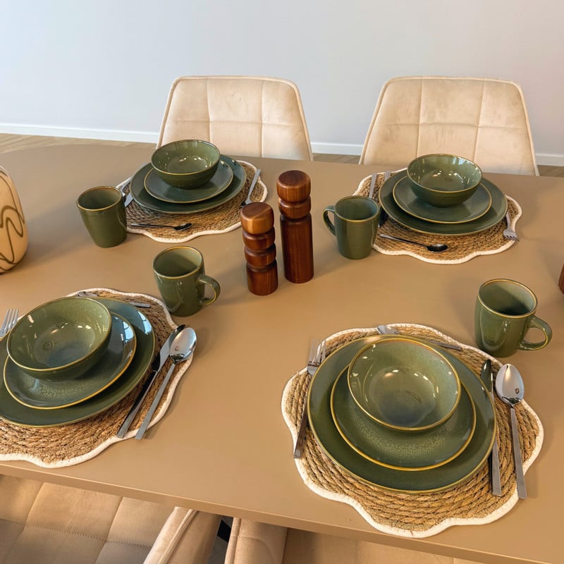 Serviesset reactive glaze - groen - 16-delig