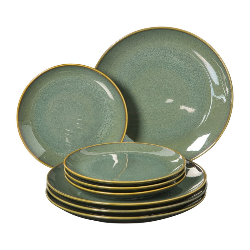 Serviesset reactive glaze - groen - 16-delig