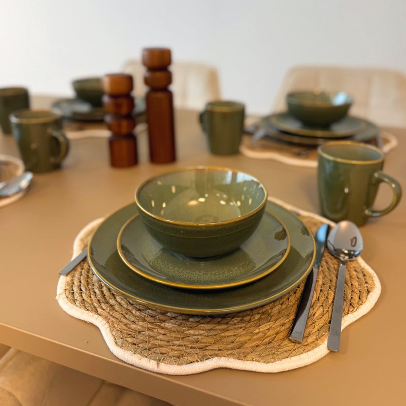 Serviesset reactive glaze - groen - 16-delig