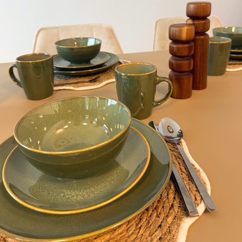 Serviesset reactive glaze - groen - 16-delig