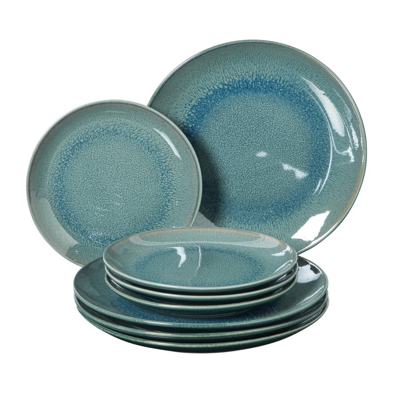 Serviesset reactive glaze - blauw - 16-delig
