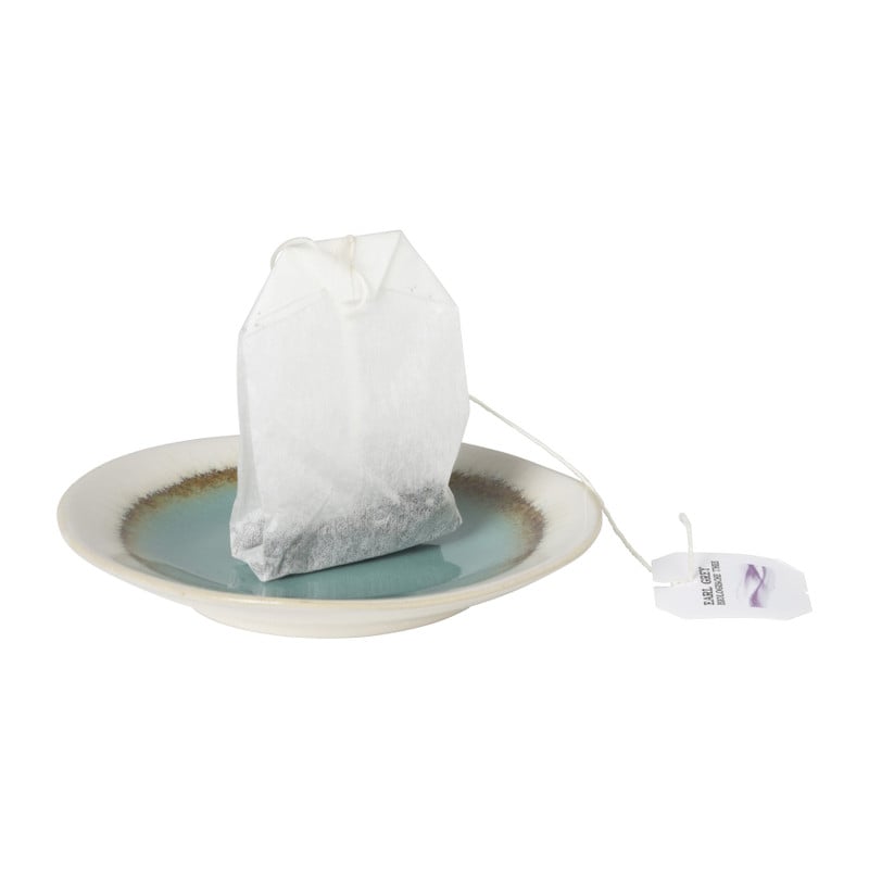 Theezakjeshouder Roots - turquoise - ø10x1.5 cm