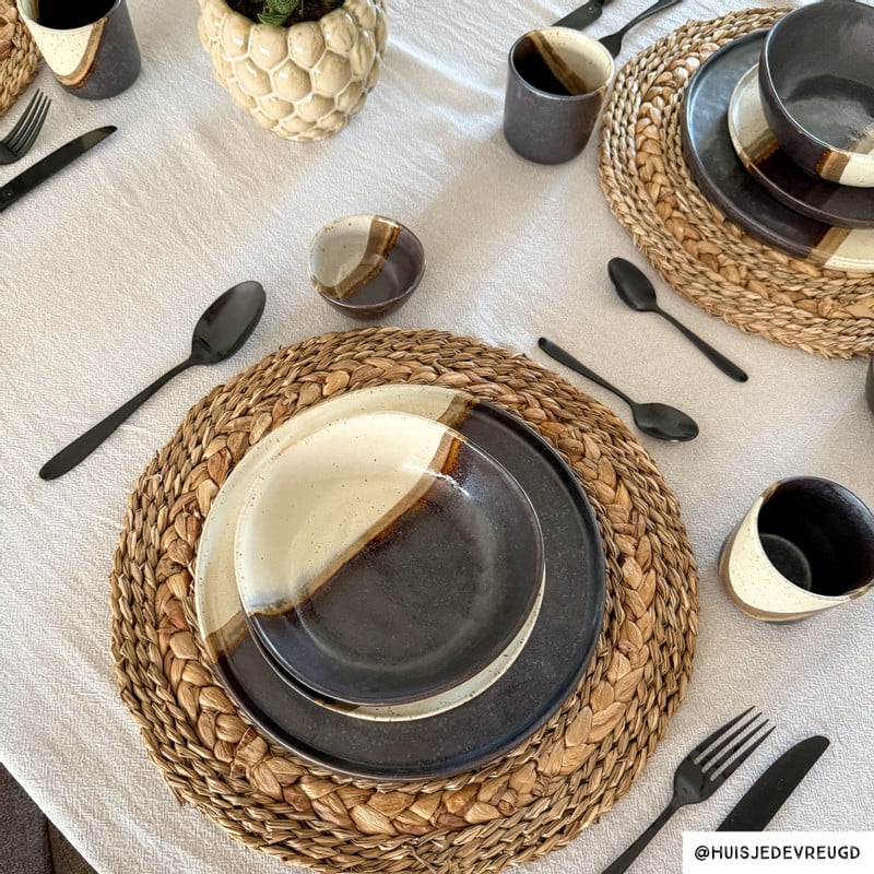 Dinerbord cortado - beige/zwart - ø26.5x2 cm