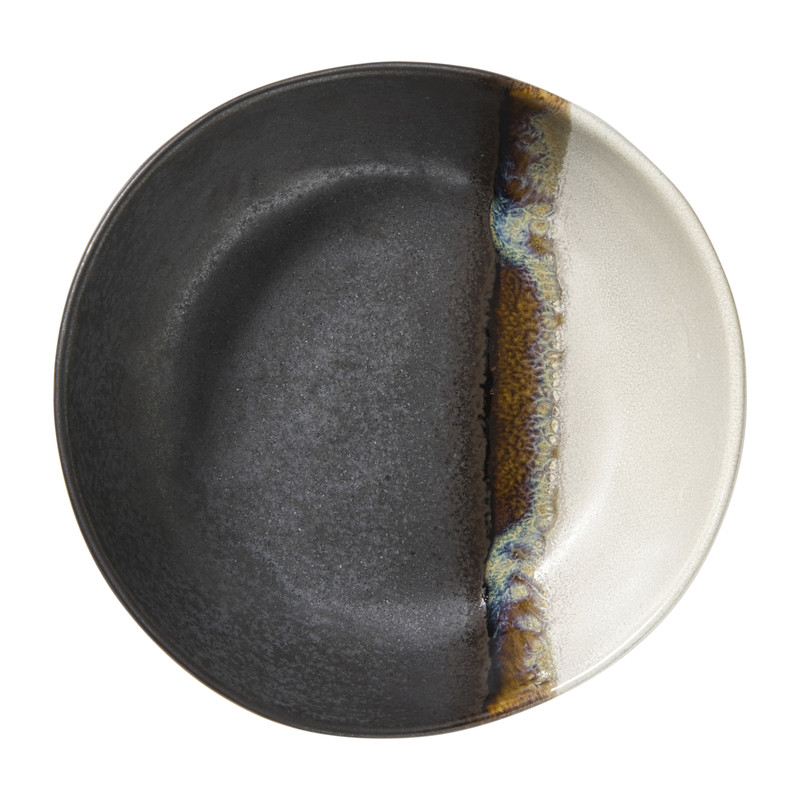 Diep bord cortado - beige/zwart - ø18x5.8 cm
