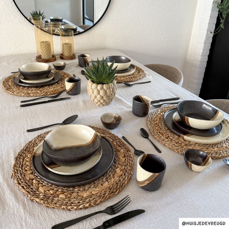 Schaaltje cortado klein - beige/zwart - ø9x4.2 cm