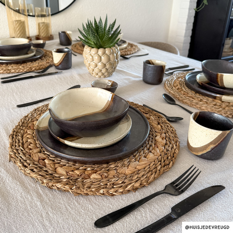 Schaaltje cortado klein - beige/zwart - ø9x4.2 cm