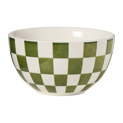 Schaaltje geblokt - groen/wit - ø13x7.5 cm