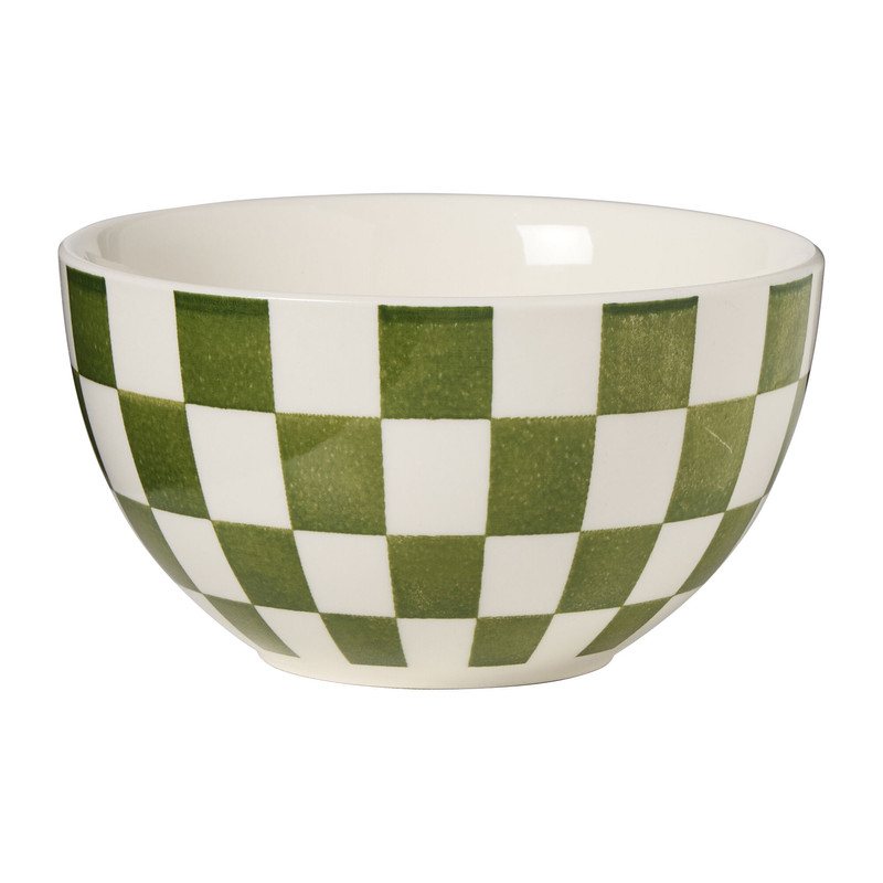 Schaaltje geblokt - groen/wit - ø13x7.5 cm