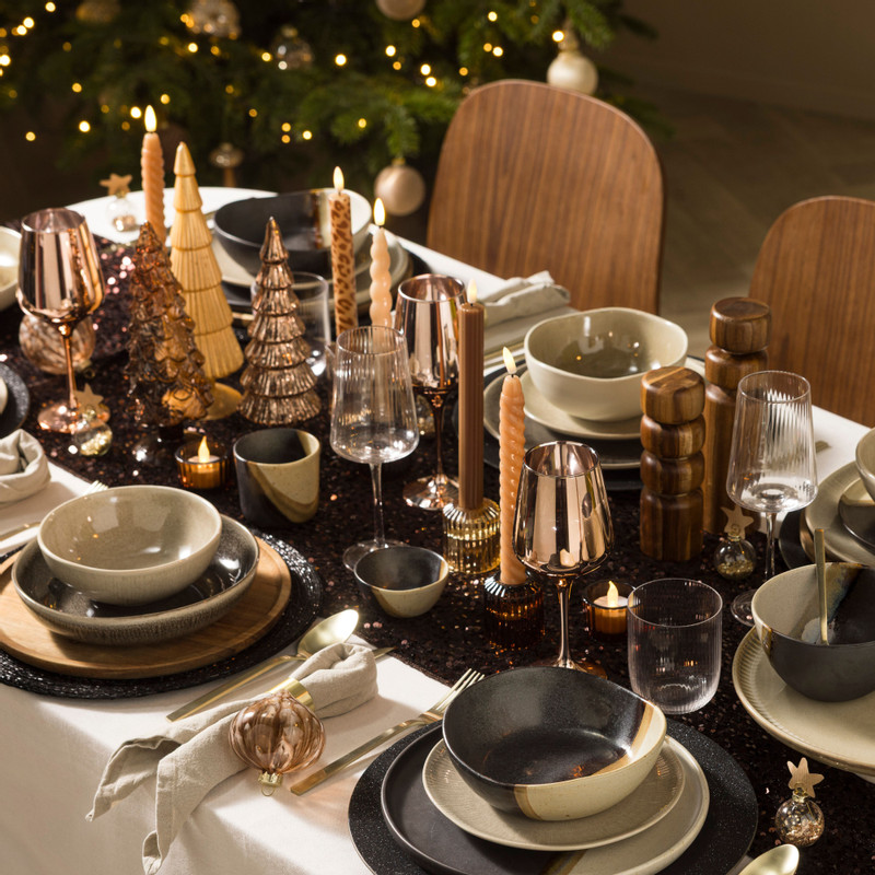 Schaal kaori - wit/bruin - ø16.8x7 cm