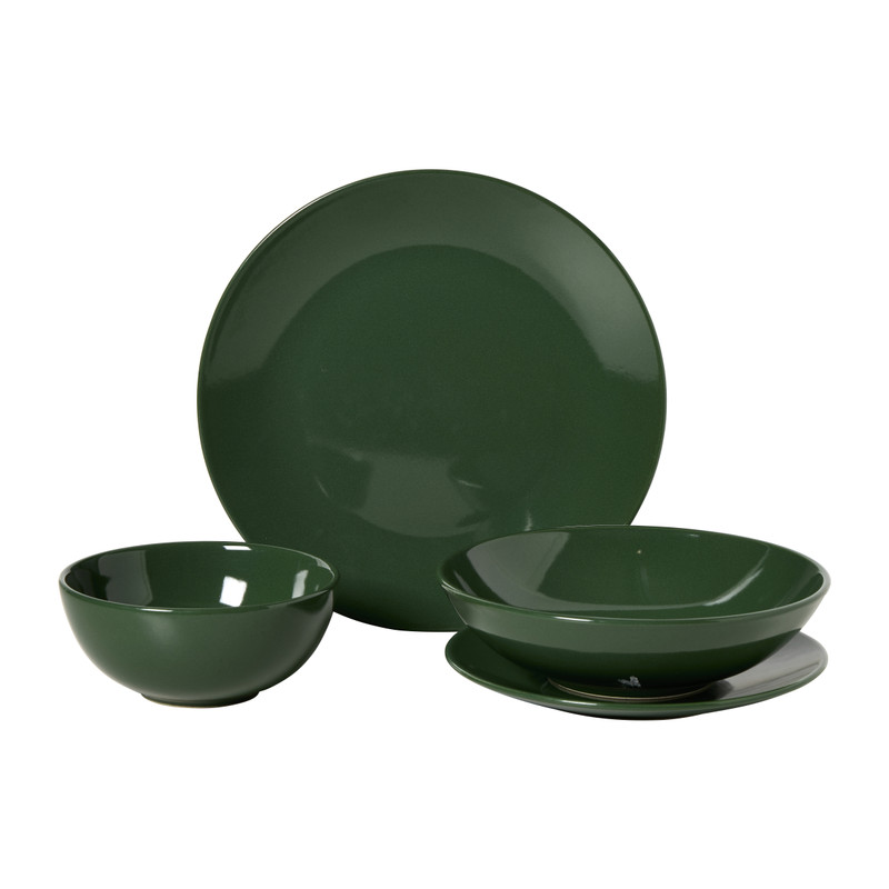 Serviesset 16-delig - donkergroen - 4 persoons