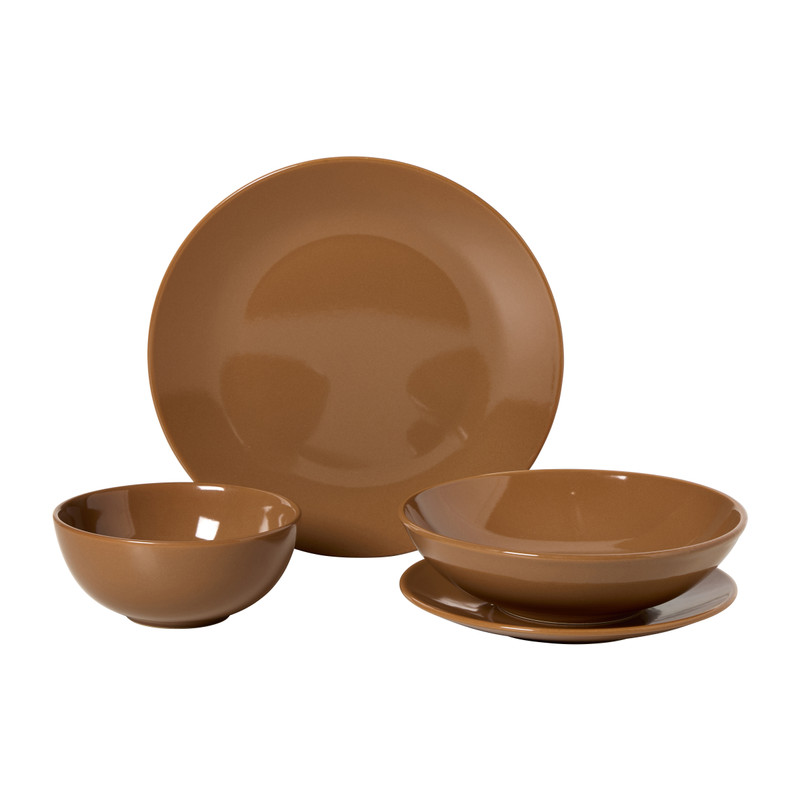 Serviesset 16-delig - lichtbruin - 4 persoons