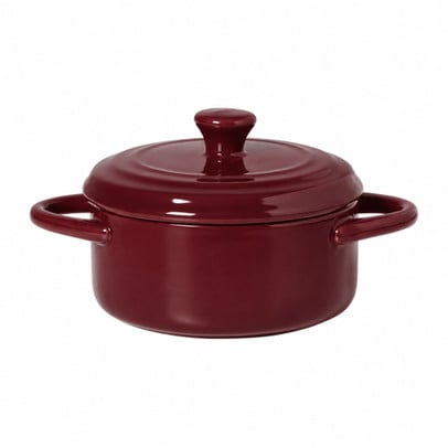 Cocotte pannetje keramiek - bordeaux rood - ø18.5x12.5 cm