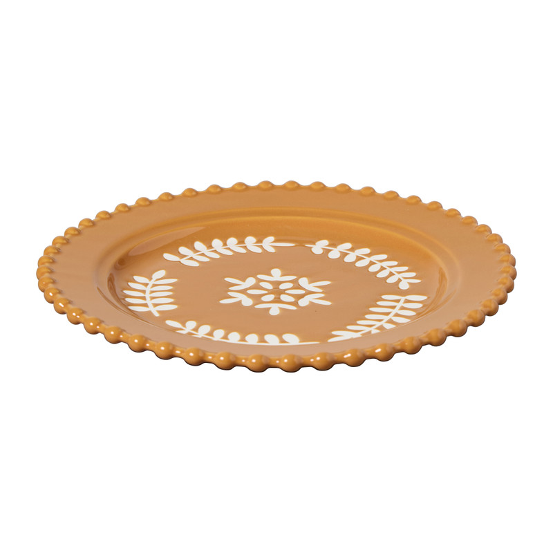 Bordje met bolletjesrand - ø21.7x2.5 cm - diverse varianten