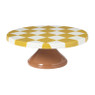 Taartplateau ruit - geel/bruin - ø24.3x9.4 cm