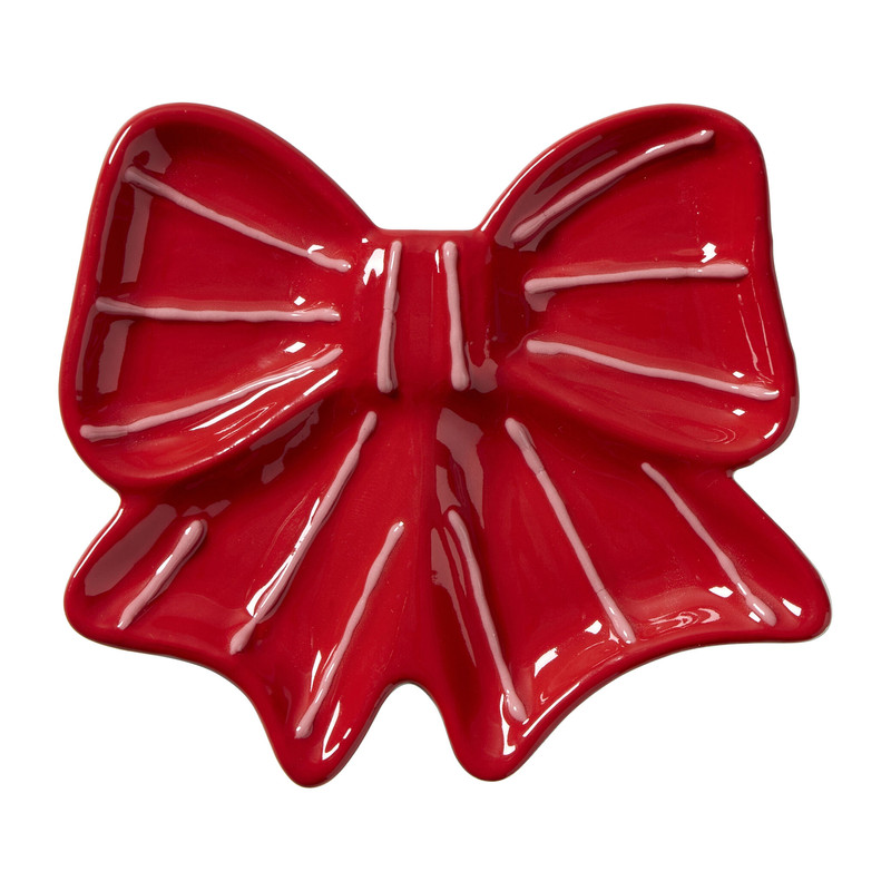 Schaaltje strik - rood/wit - 1.5x12x10 cm