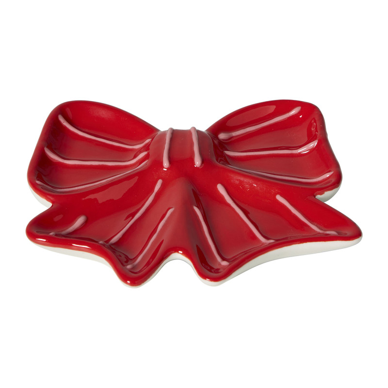 Schaaltje strik - rood/wit - 1.5x12x10 cm