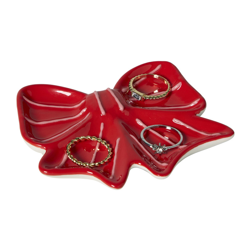 Schaaltje strik - rood/wit - 1.5x12x10 cm