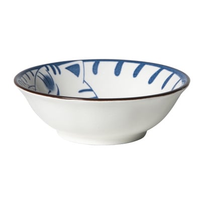 Schaaltje Mico kat groot - blauw/wit - ø10.8x3.7 cm