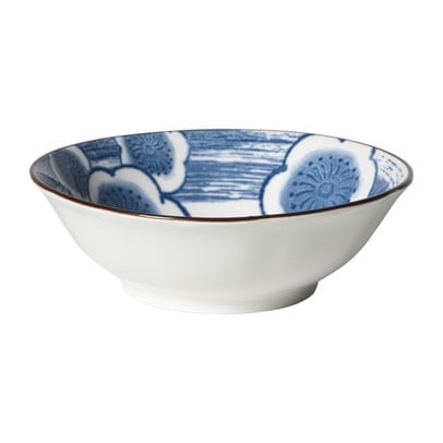Schaaltje Mico bloemen groot - blauw/wit - ø10.8x3.7 cm