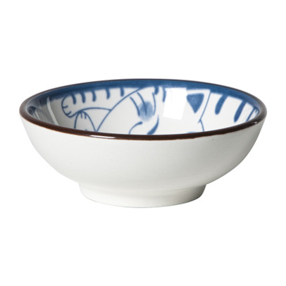 Schaaltje Mico kat klein - blauw/wit - ø8x3 cm