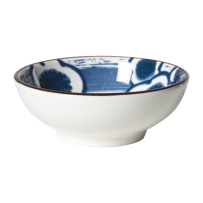 Schaaltje Mico bloemen klein - blauw/wit - ø8x3 cm