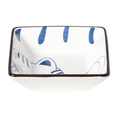 Schaaltje Mico kat klein - blauw/wit - 3x9.2x9.2 cm