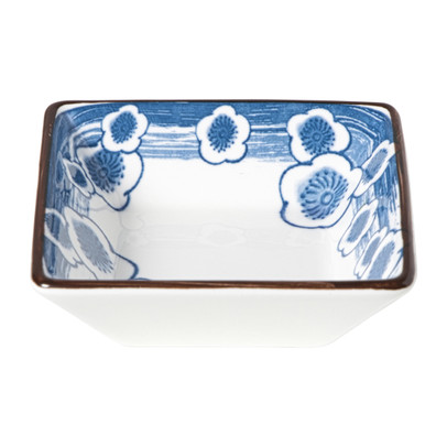 Schaaltje Mico bloemen klein - blauw/wit - 3x9.2x9.2 cm