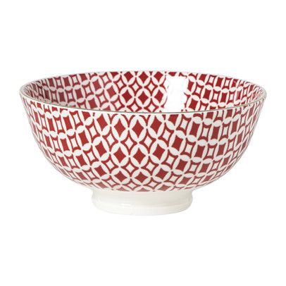 Schaaltje Mirna ruit klein - rood/wit - ø12x5.8 cm