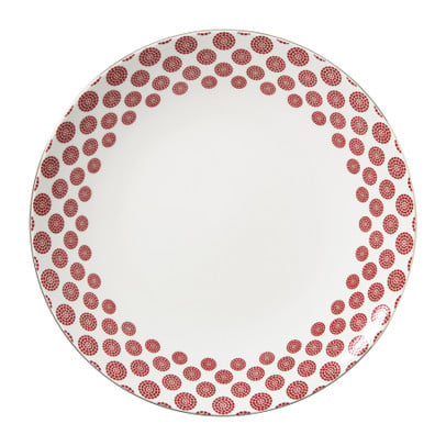 Dinerbord Mirna bloem - rood/wit - ø26.8x2.2 cm