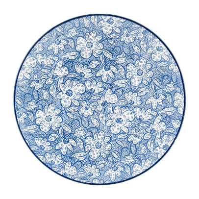 Ontbijtbord blue print - botanic - ⌀21 cm