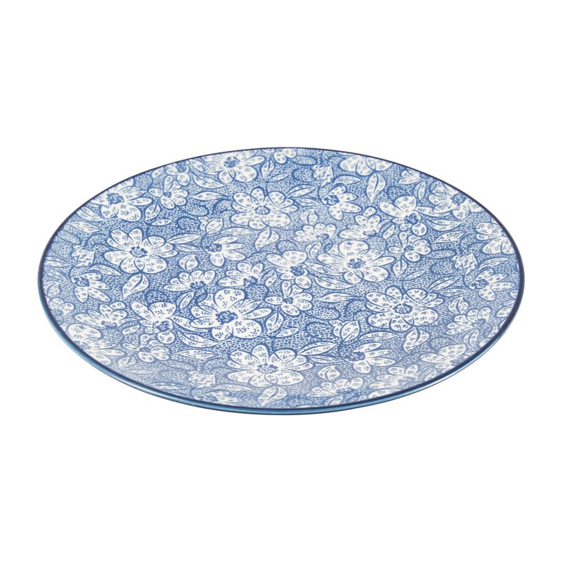 Ontbijtbord blue print - botanic - ⌀21 cm