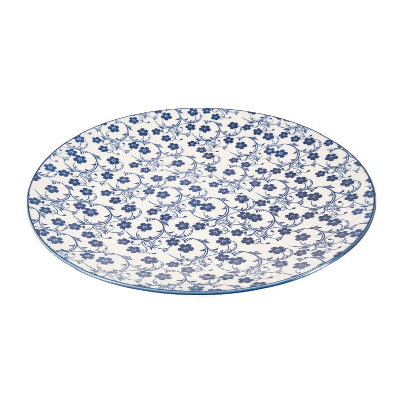 Dinerbord blue print - flowers - ⌀26 cm