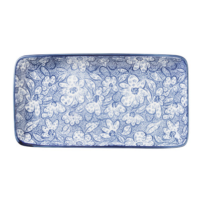 Bord blue print - botanic - 20x11 cm 