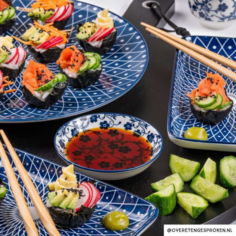 Schaaltje blue print - flowers - ⌀14 cm 